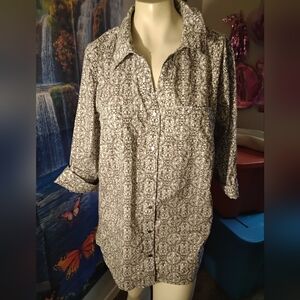 Cathy 3/4 sleeve blouse top cotton spandex Women's size XL 1X stretch breathable